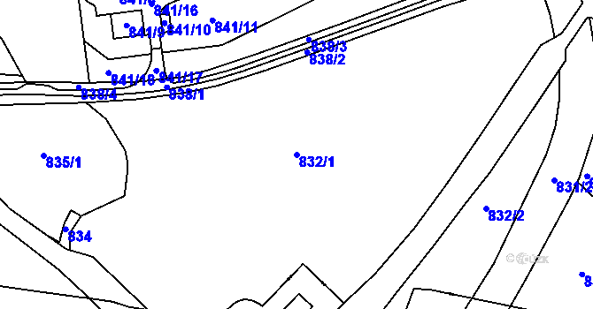 Parcela st. 832/1 v KÚ Vernéřov, Katastrální mapa