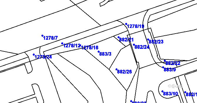 Parcela st. 883/3 v KÚ Vernéřov, Katastrální mapa