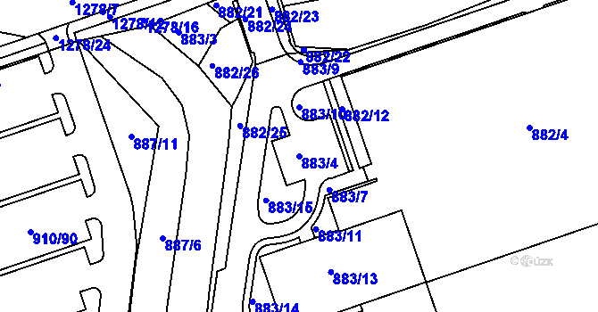 Parcela st. 883/4 v KÚ Vernéřov, Katastrální mapa