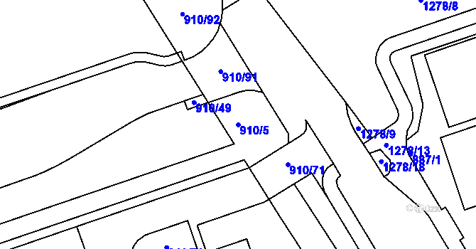 Parcela st. 910/5 v KÚ Vernéřov, Katastrální mapa