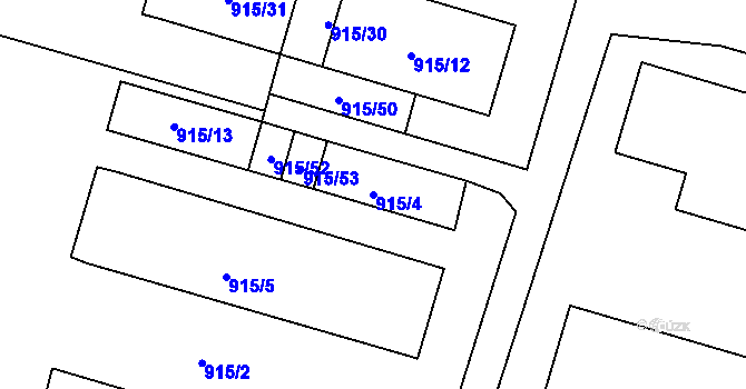 Parcela st. 915/4 v KÚ Vernéřov, Katastrální mapa