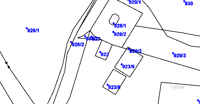 Parcela st. 922 v KÚ Vernéřov, Katastrální mapa