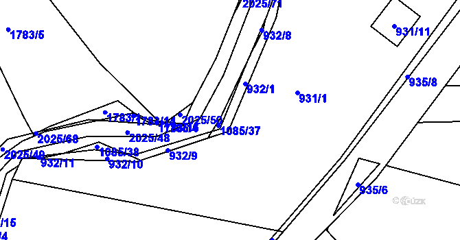 Parcela st. 932 v KÚ Vernéřov, Katastrální mapa