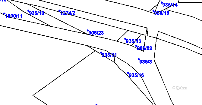 Parcela st. 935/11 v KÚ Vernéřov, Katastrální mapa
