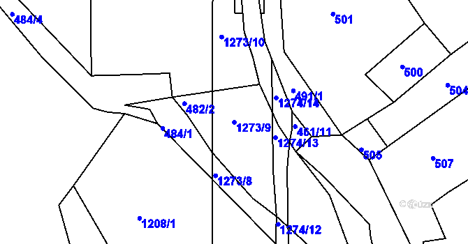 Parcela st. 1273/9 v KÚ Vernéřov, Katastrální mapa