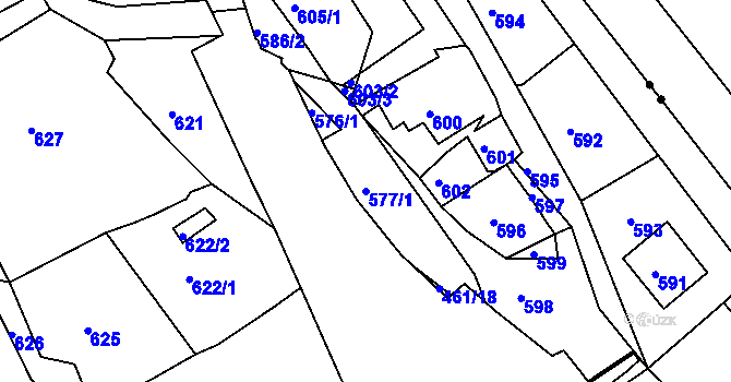 Parcela st. 577/1 v KÚ Vernéřov, Katastrální mapa