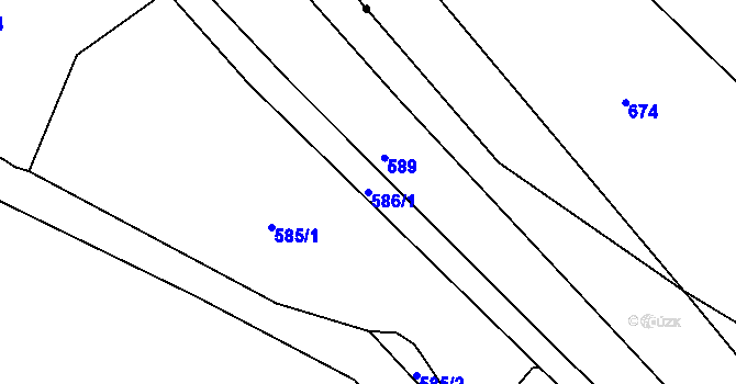 Parcela st. 586/1 v KÚ Vernéřov, Katastrální mapa
