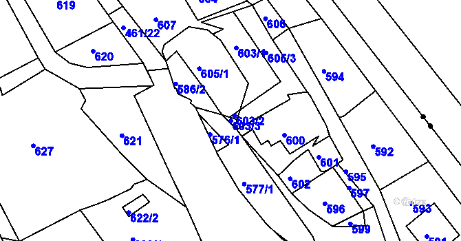 Parcela st. 603/3 v KÚ Vernéřov, Katastrální mapa