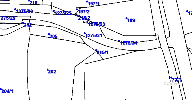 Parcela st. 215/1 v KÚ Vernéřov, Katastrální mapa