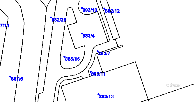 Parcela st. 883/7 v KÚ Vernéřov, Katastrální mapa