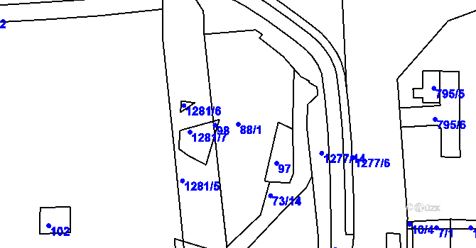 Parcela st. 88/1 v KÚ Vernéřov, Katastrální mapa