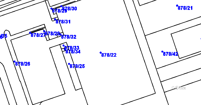 Parcela st. 878/22 v KÚ Vernéřov, Katastrální mapa