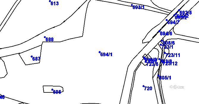 Parcela st. 694/1 v KÚ Vernéřov, Katastrální mapa