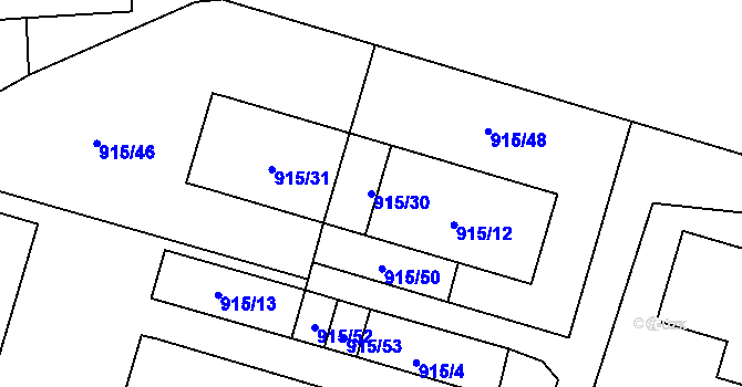 Parcela st. 915/30 v KÚ Vernéřov, Katastrální mapa