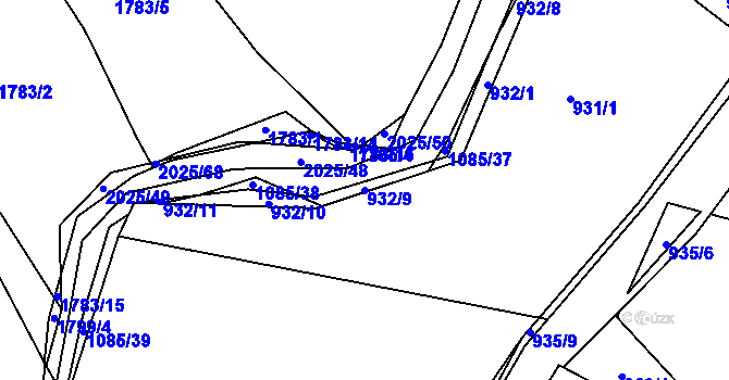 Parcela st. 932/9 v KÚ Vernéřov, Katastrální mapa