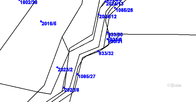 Parcela st. 933/32 v KÚ Vernéřov, Katastrální mapa