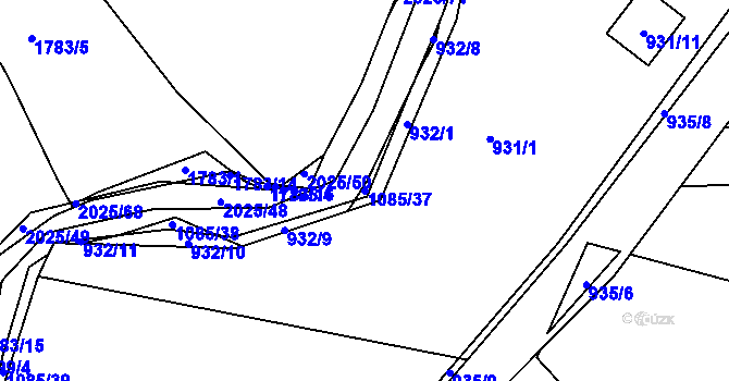 Parcela st. 1085/37 v KÚ Vernéřov, Katastrální mapa