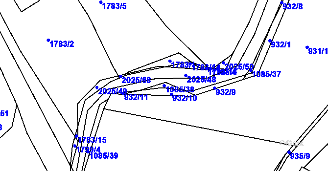 Parcela st. 1085/38 v KÚ Vernéřov, Katastrální mapa
