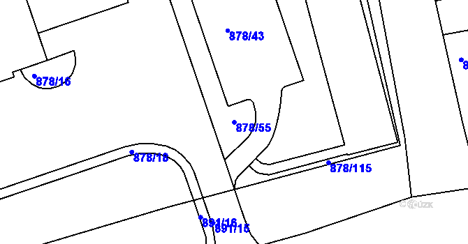 Parcela st. 878/55 v KÚ Vernéřov, Katastrální mapa