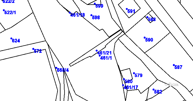 Parcela st. 461/21 v KÚ Vernéřov, Katastrální mapa