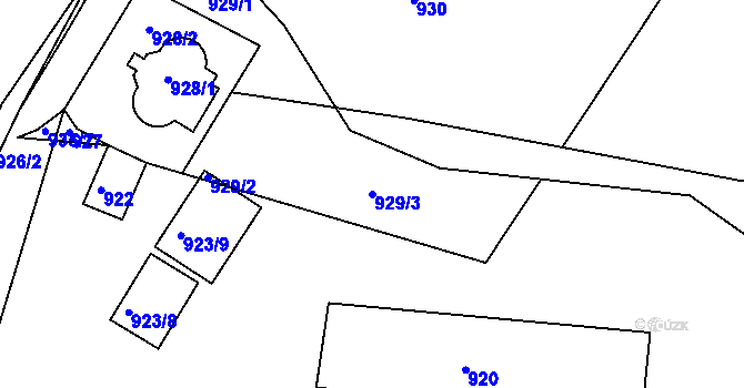 Parcela st. 929/3 v KÚ Vernéřov, Katastrální mapa