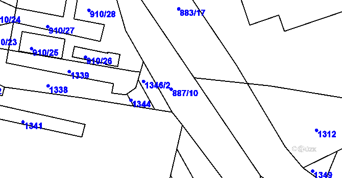 Parcela st. 887/10 v KÚ Vernéřov, Katastrální mapa