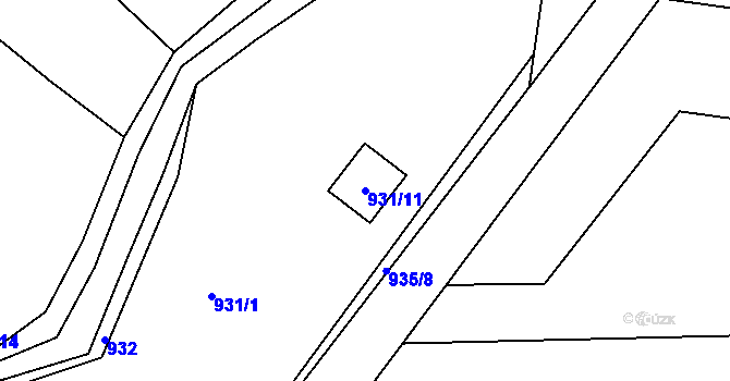 Parcela st. 931/11 v KÚ Vernéřov, Katastrální mapa