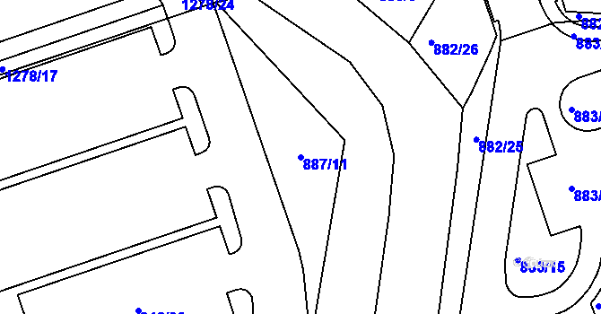 Parcela st. 887/11 v KÚ Vernéřov, Katastrální mapa