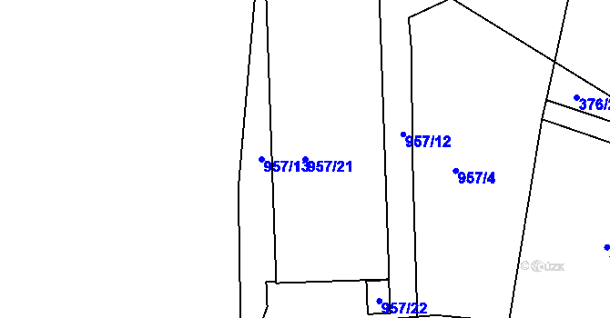 Parcela st. 957/21 v KÚ Vernéřov, Katastrální mapa