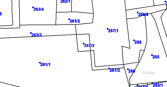 Parcela st. 257/2 v KÚ Vernéřov, Katastrální mapa