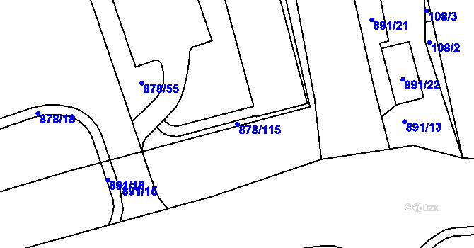 Parcela st. 878/115 v KÚ Vernéřov, Katastrální mapa