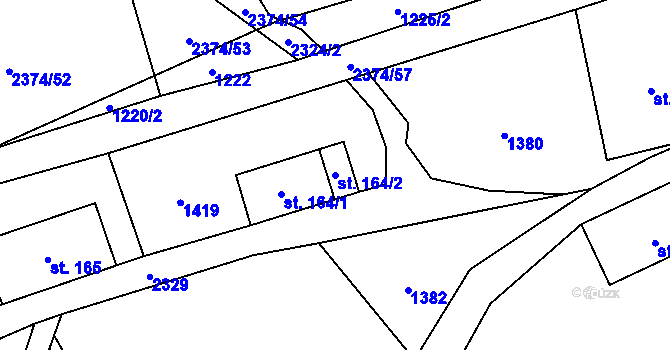 Parcela st. 164/2 v KÚ Vernířovice u Sobotína, Katastrální mapa