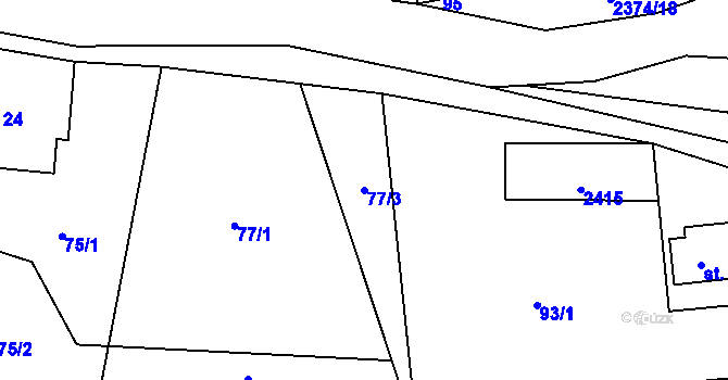 Parcela st. 77/3 v KÚ Vernířovice u Sobotína, Katastrální mapa