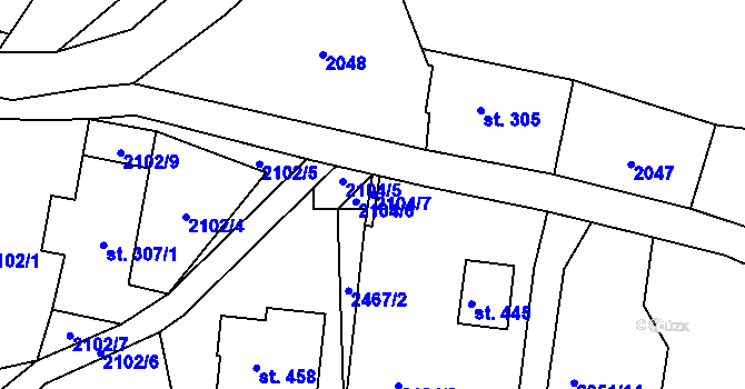 Parcela st. 2104/7 v KÚ Vernířovice u Sobotína, Katastrální mapa