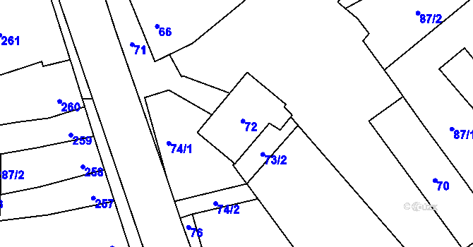 Parcela st. 72 v KÚ Věrovany, Katastrální mapa