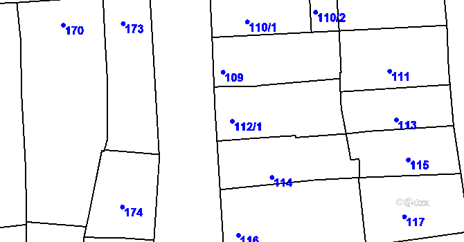 Parcela st. 112/1 v KÚ Věrovany, Katastrální mapa