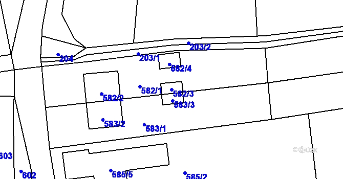 Parcela st. 582/3 v KÚ Věrovany, Katastrální mapa