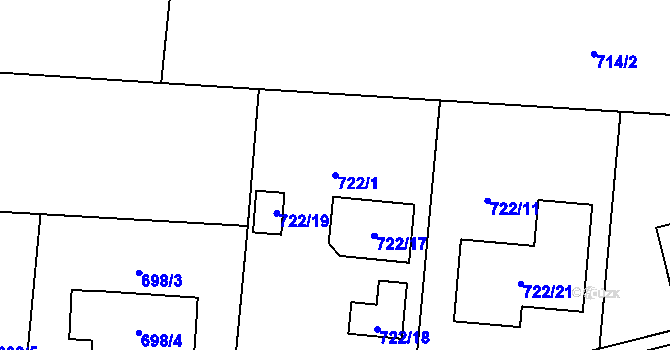 Parcela st. 722/1 v KÚ Věrovany, Katastrální mapa