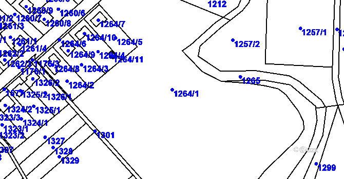Parcela st. 1264/1 v KÚ Věrovany, Katastrální mapa