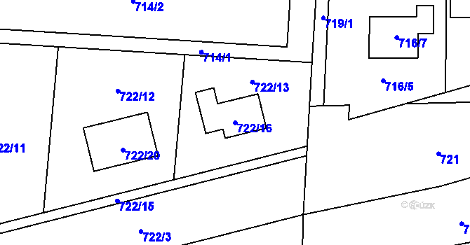 Parcela st. 722/16 v KÚ Věrovany, Katastrální mapa