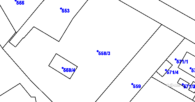 Parcela st. 558/3 v KÚ Věrovany, Katastrální mapa