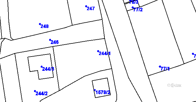 Parcela st. 244/1 v KÚ Věrovany, Katastrální mapa
