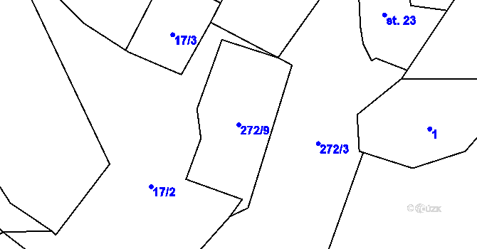 Parcela st. 272/9 v KÚ Budov, Katastrální mapa
