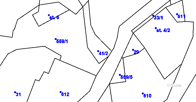 Parcela st. 41/2 v KÚ Hřivínov, Katastrální mapa