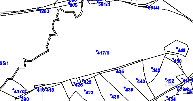 Parcela st. 417/1 v KÚ Hřivínov, Katastrální mapa