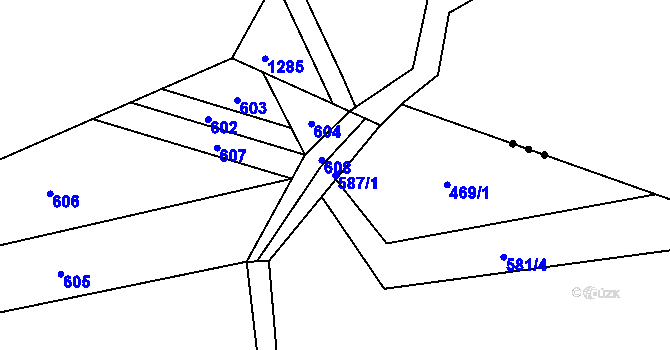 Parcela st. 587/1 v KÚ Hřivínov, Katastrální mapa