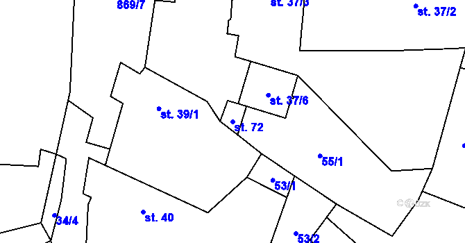 Parcela st. 72 v KÚ Týniště, Katastrální mapa
