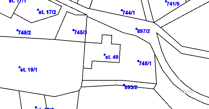 Parcela st. 49 v KÚ Týniště, Katastrální mapa