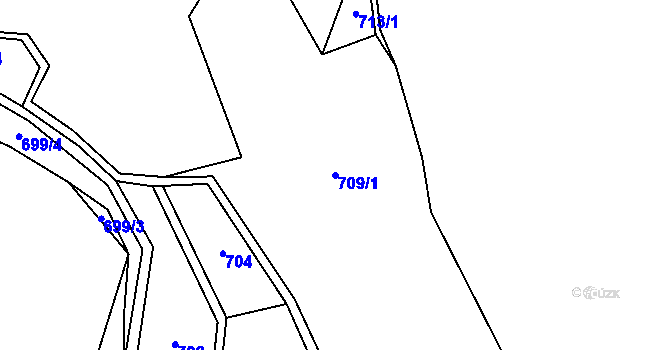 Parcela st. 709/1 v KÚ Týniště, Katastrální mapa