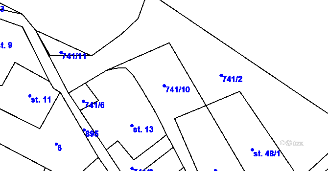 Parcela st. 741/10 v KÚ Týniště, Katastrální mapa